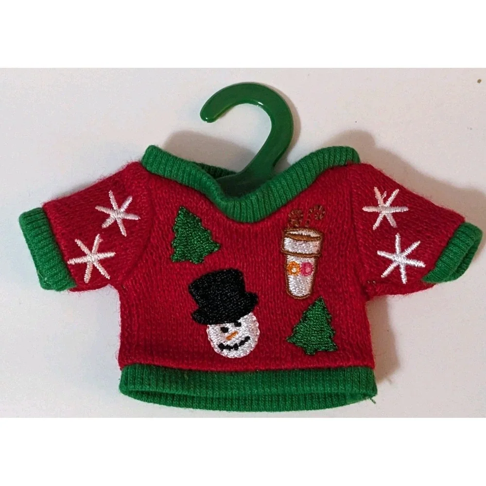 2014 Dunkin Donuts Mini Ugly Christmas Sweater Holiday Ornament Coffee